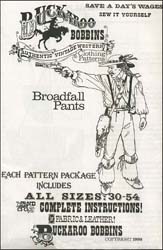 Pattern for Broadfall Pants,
sizes 30 to 54,
complete instructions Pattern for Broadfall Pants,
sizes 30 to 54,
complete instructions